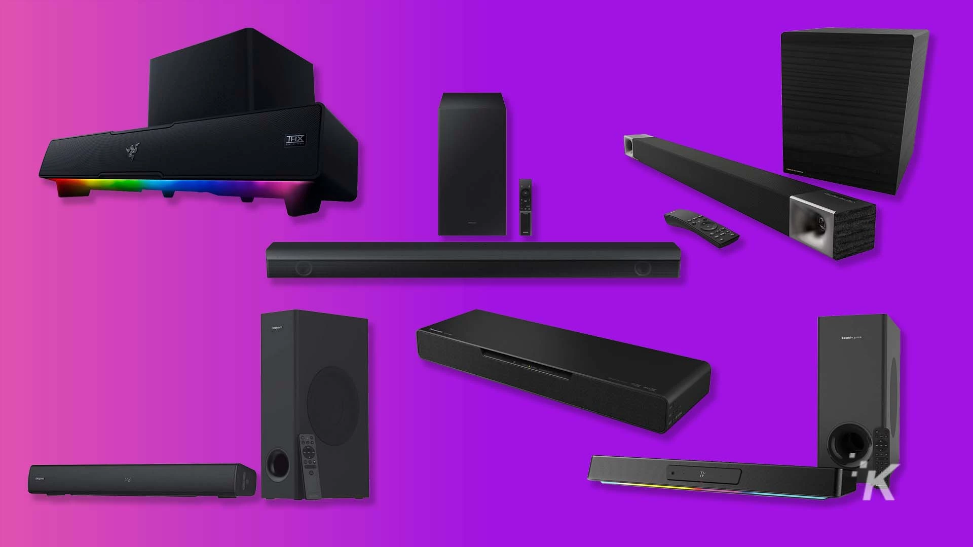 Soundbars in purple background