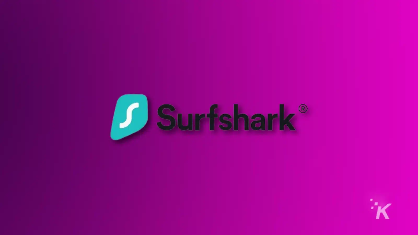 Surfshark logo on vibrant purple background.