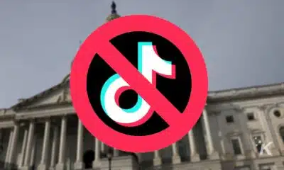 No TikTok sign over government building.