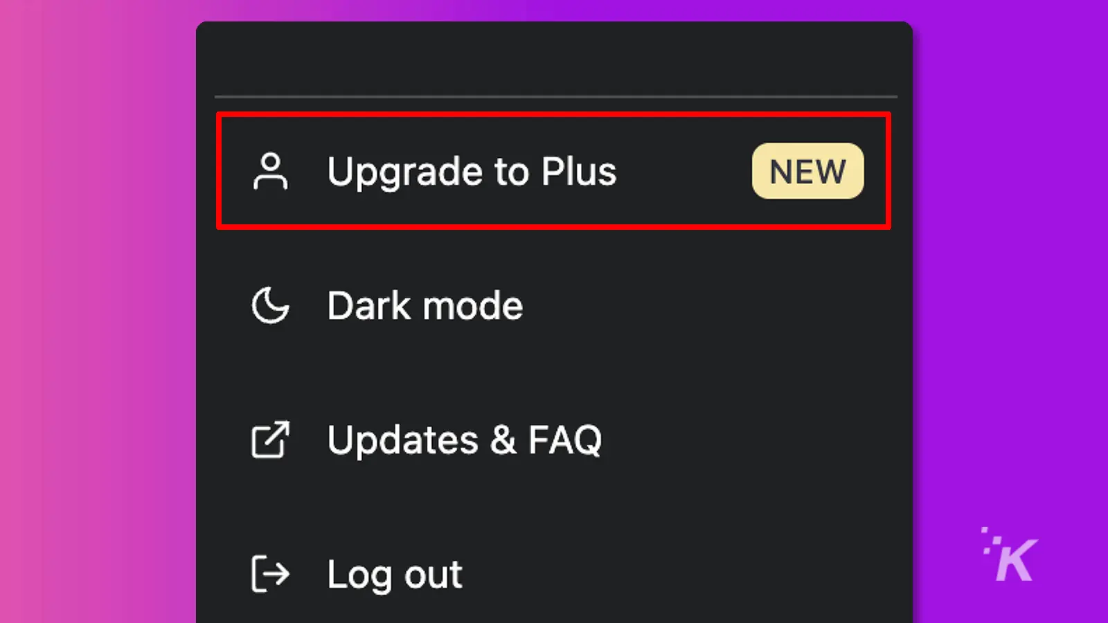 ChatGPT upgrade to Plus page