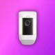 Ring Video Doorbell black and white color on the purple background
