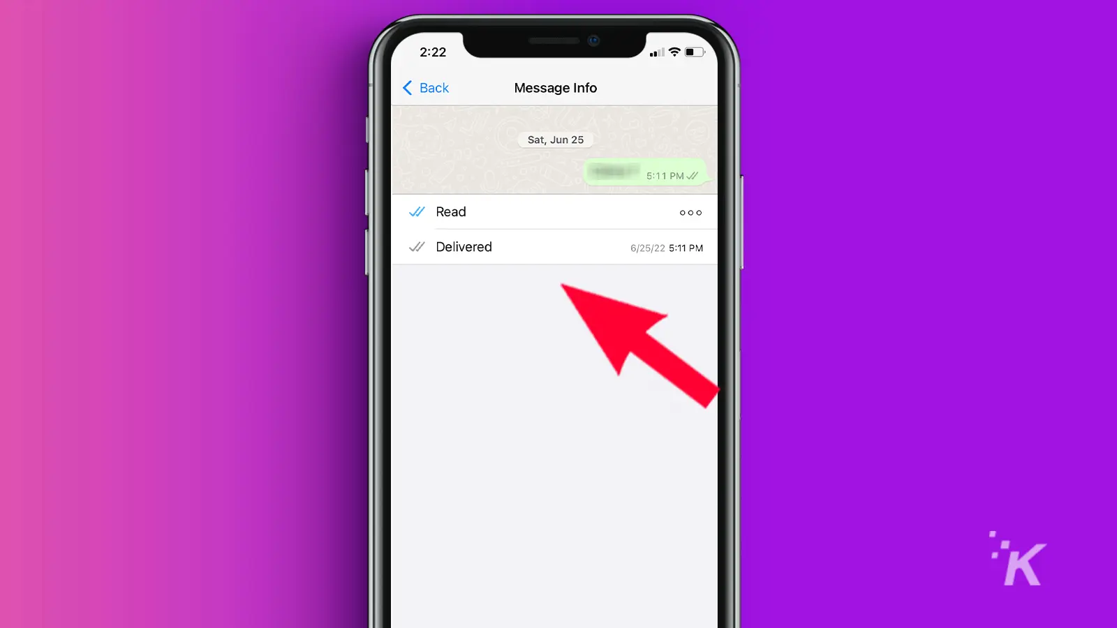 WhatsApp read messages screen