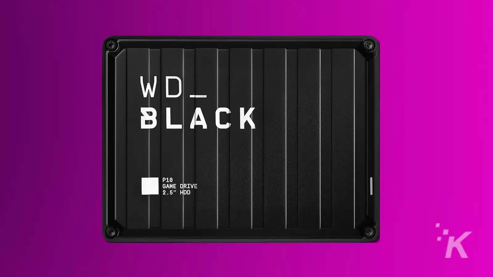 WD_Black P10 Game Drive 2.5" HDD on purple background.