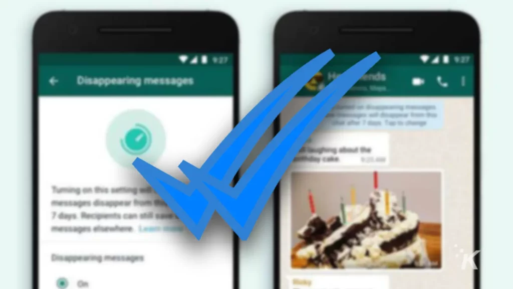blue checkmarks on whatsapp background