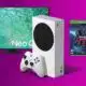 xbox series s with mass effect game next to tv